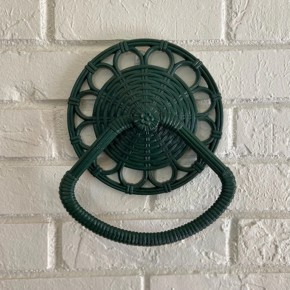 Vintage HOMCO Wicker style Towel Holder BOHO, Ring Towel Holder bathroom Decor